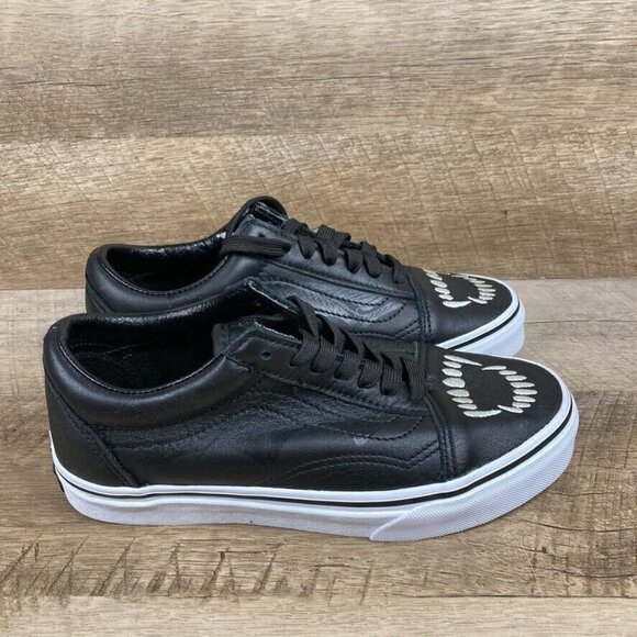 VANS Old Skool Fangs Black Leather Halloween Skate Shoes Womens 5.5 Mens 4 NEW - Picture 3 of 12